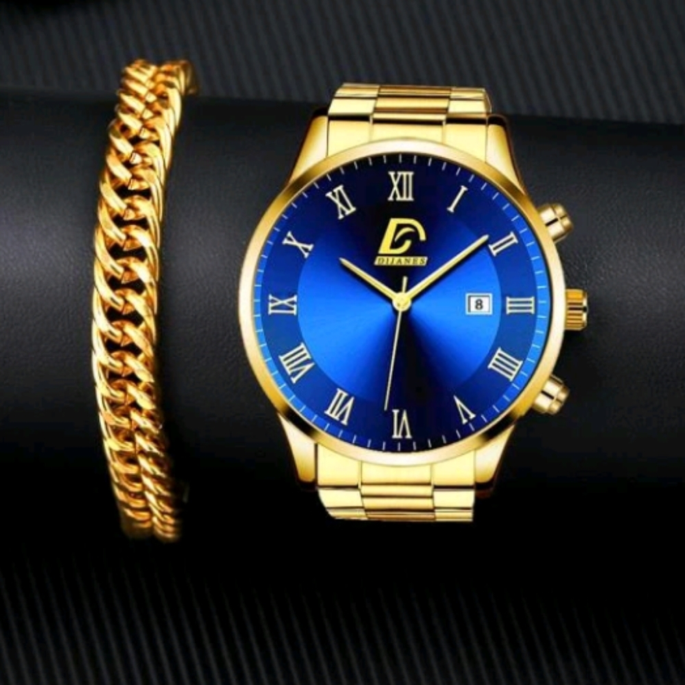 *New* MENS QUARTZ WATCH BUSINESS CASUAL WATCH WITH GOLD  BRACELET